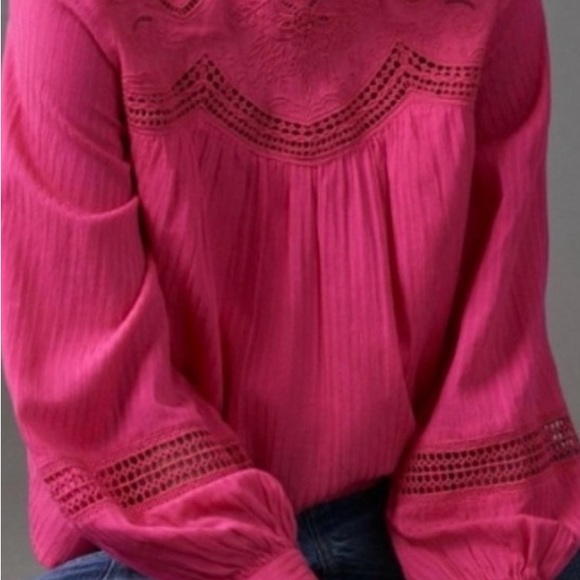 NEW Anthropologie Harmony Hot Pink Lace Embroidered Blouse￼ Size XSP - Picture 6 of 7